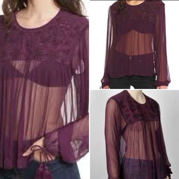 SOLD | Free People Retro Sheer Blouse in Dark Purple - SOLD - Picture 16 of 16